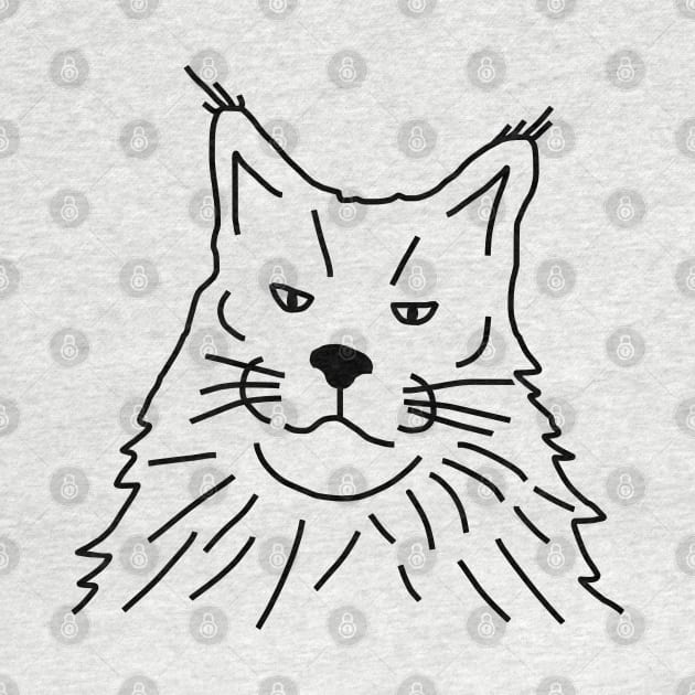 Minimal Maine Coon Cat Line Art by ellenhenryart